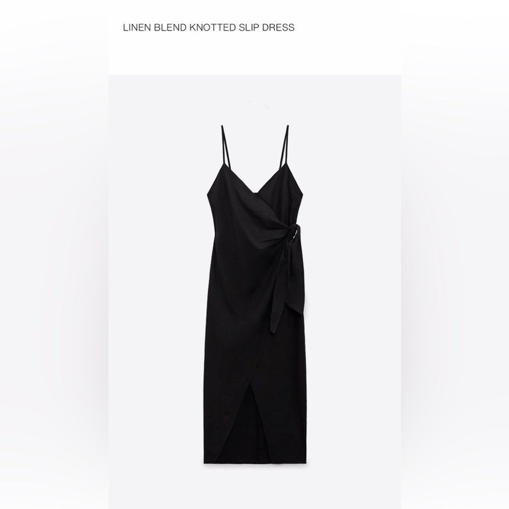 Zara Black Knotted Slip Midi Dress
